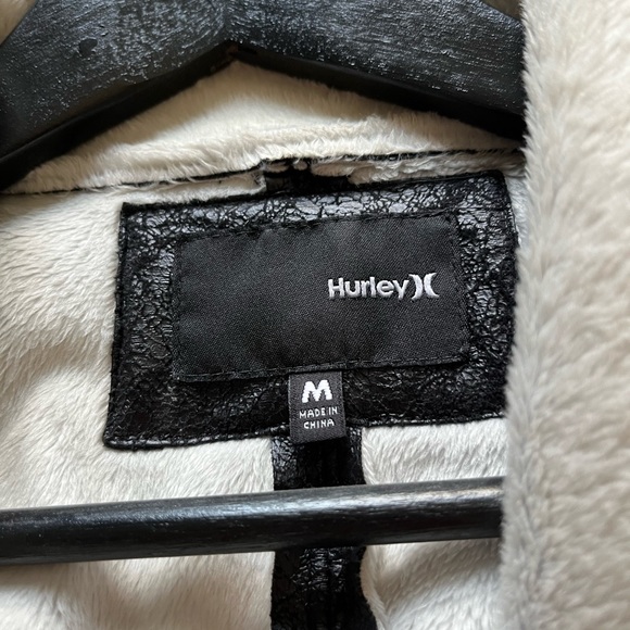 Hurley Faux Leather Lined Black Jacket M Like New! - Picture 5 of 6
